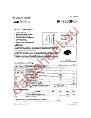 IRF720SPBF datasheet  